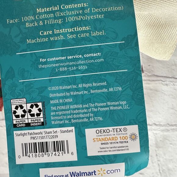 Pioneer Woman Starlight Patchwork Quilted King Pillow Shams 2 Pc NWT Farmhouse - Picture 11 of 11